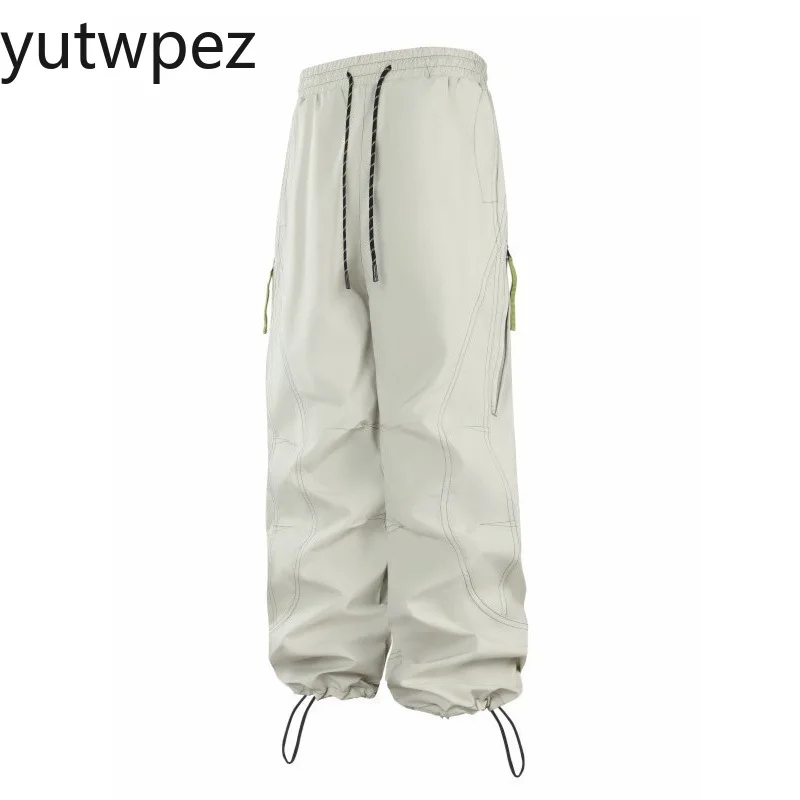 Outdoor Soft Shell Charging Pants Men's Women's Three-proof Quick-drying Sports Running Paratrooper Pants Loose Hiking Overalls