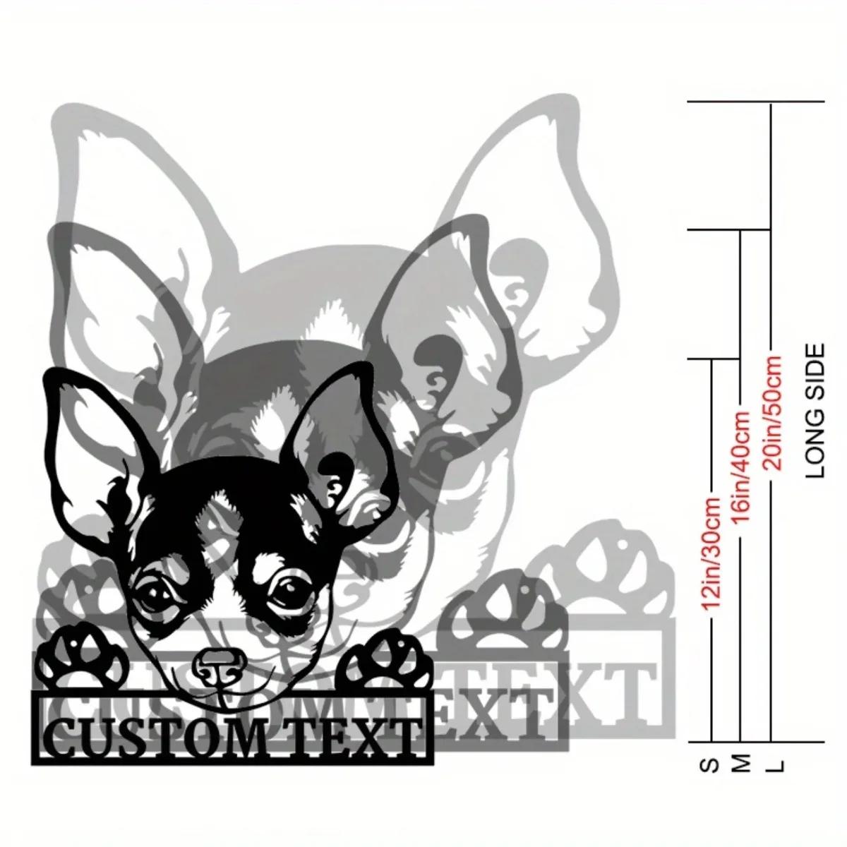 Пользовательские металлические настенные рисунки чихуахуа |   Персонализированный знак имени |   Подарок и домашний декор для любителей собак