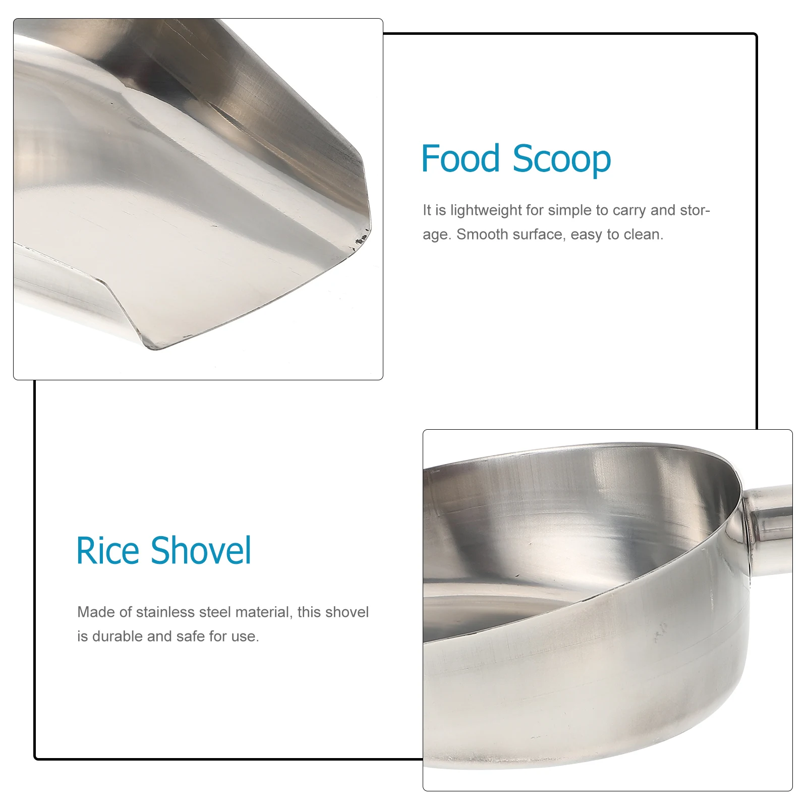 

1pc Flat Ice Shovel Stainless Steel Lightweight Food Scoop For Kitchen Grocery Store Milk Tea Shop Multi-Functional Rice Snow