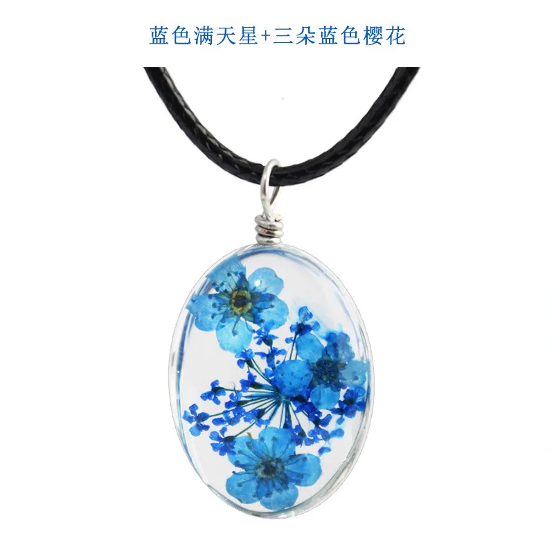 Hot Sale Classic Charm Glass Real Dried Flower Pendant Fashion Oval Pendant Necklace For Women Necklace Jewelry Gifts Wholesale