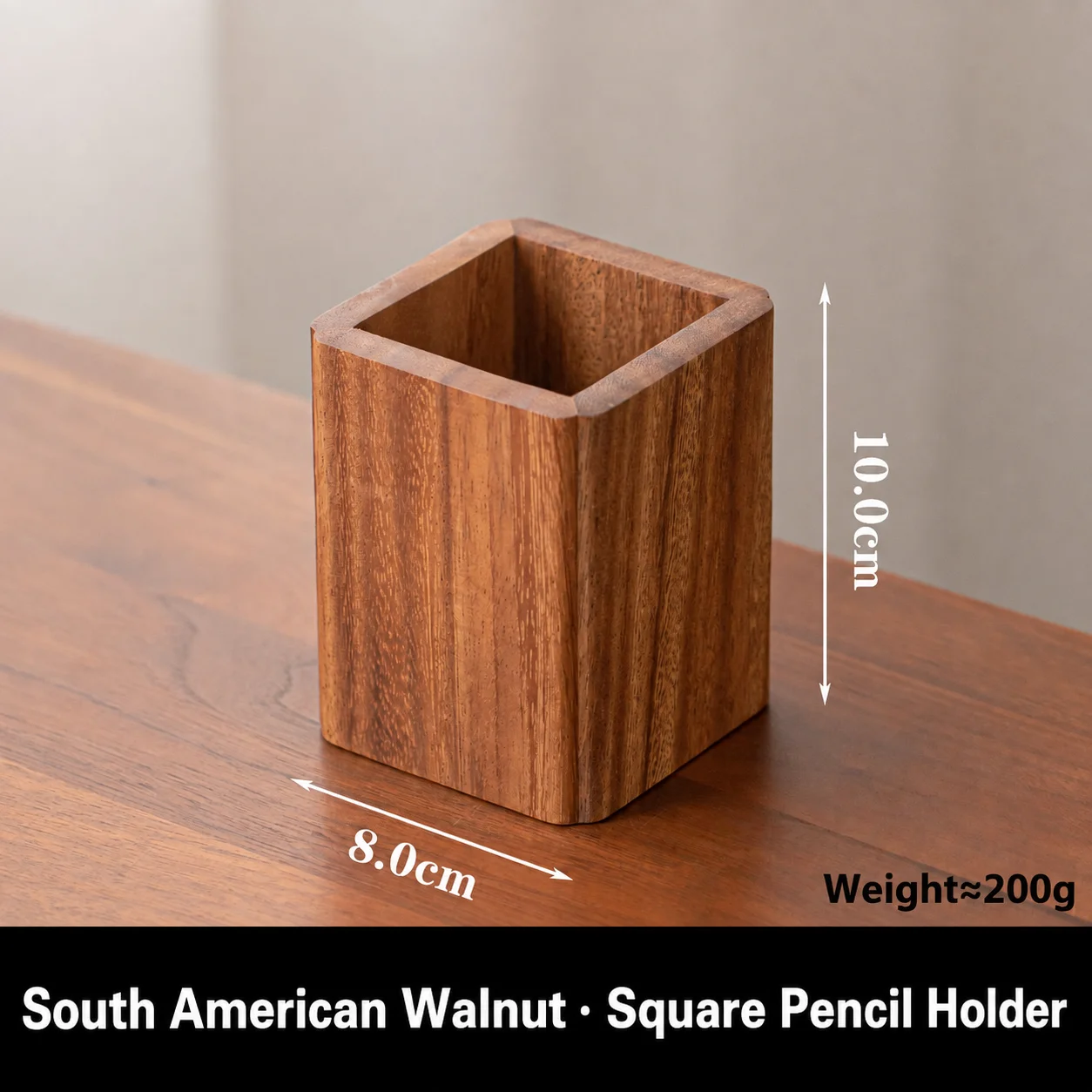Desk Stationery Organizer Minimalist Walnut Wood Pen Holder Stationery Storage Holder Stable Solid Wood Pen Holder For Office