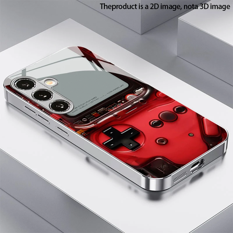 Red-Handle Gaming Pattern 2D Phone Case for Samsung S26 S25 S24 S23 S22 S21 S20 A56 A36 A16Electroplated Glass Protective Cover