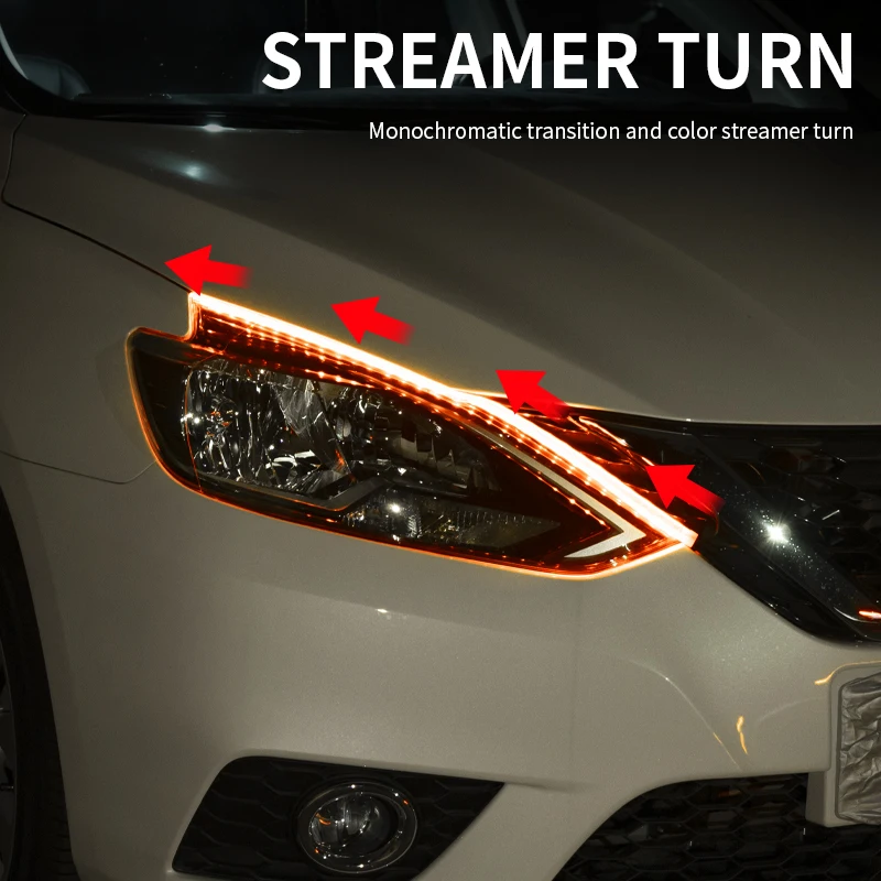 App Control DRL Car Daytime Running Light With Turn Signal RGB Scan Start Flexible Symphony Flowing LED Headlight Strip 12V view 5