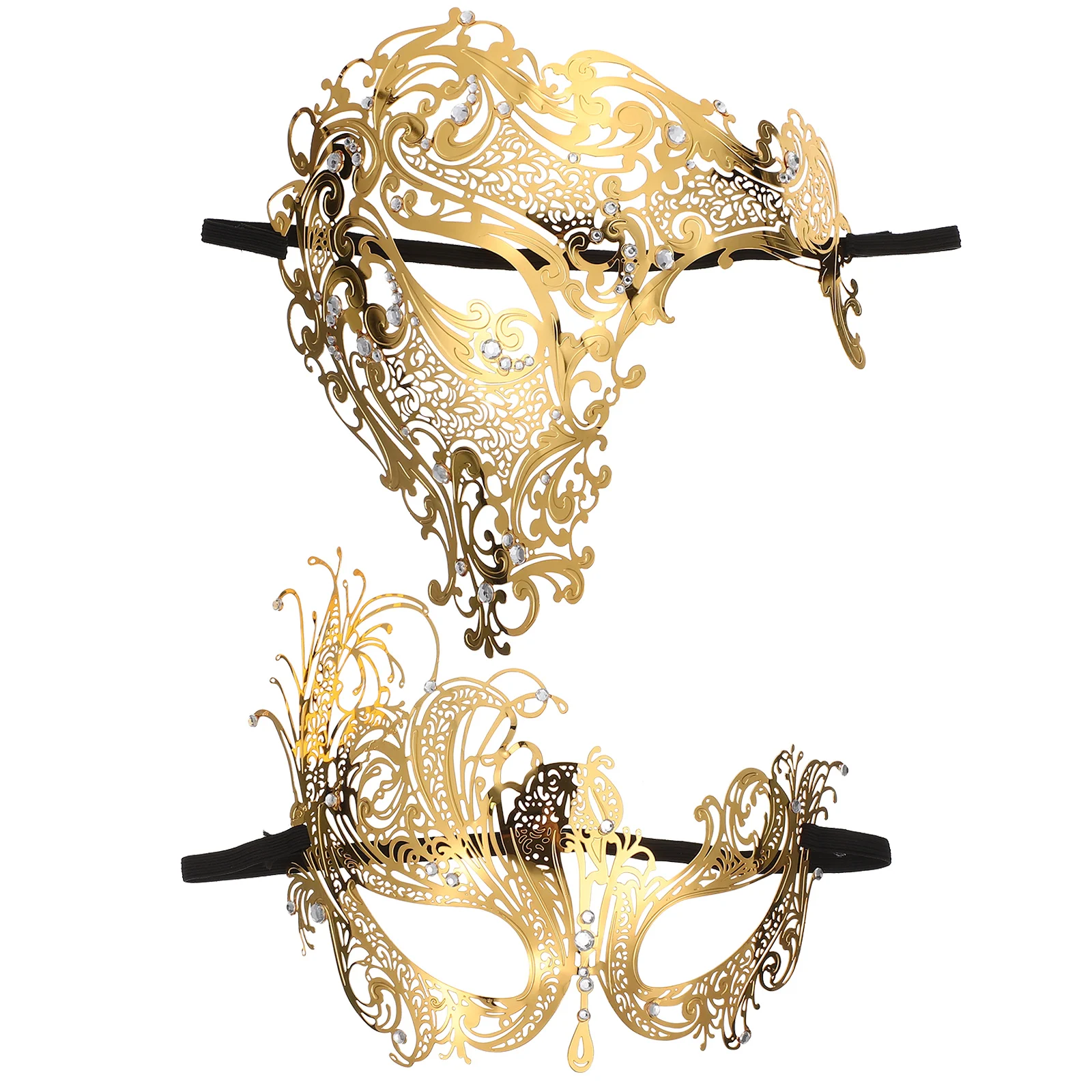 

2 шт. металлические маски со стразами, нежные маскарадные вечерние маски, реквизит для Хэллоуина, карнавала, фестиваля, поставки