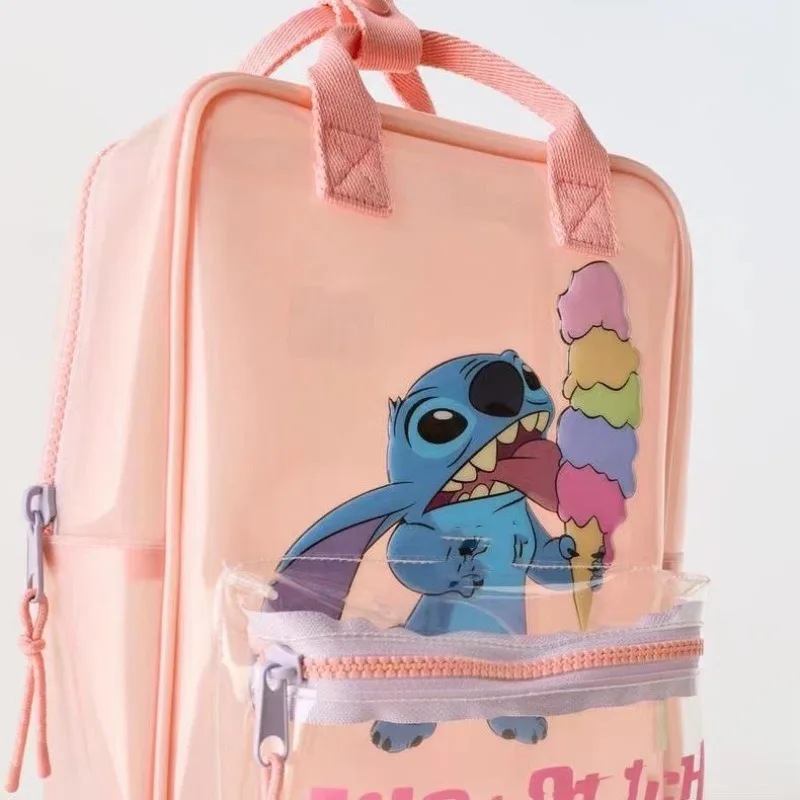 Disney\'s New Cartoon Stitch Fashionable and Cute Transparent Mini Backpack 3-7 Years Old Kindergarten Children\'s School Bag