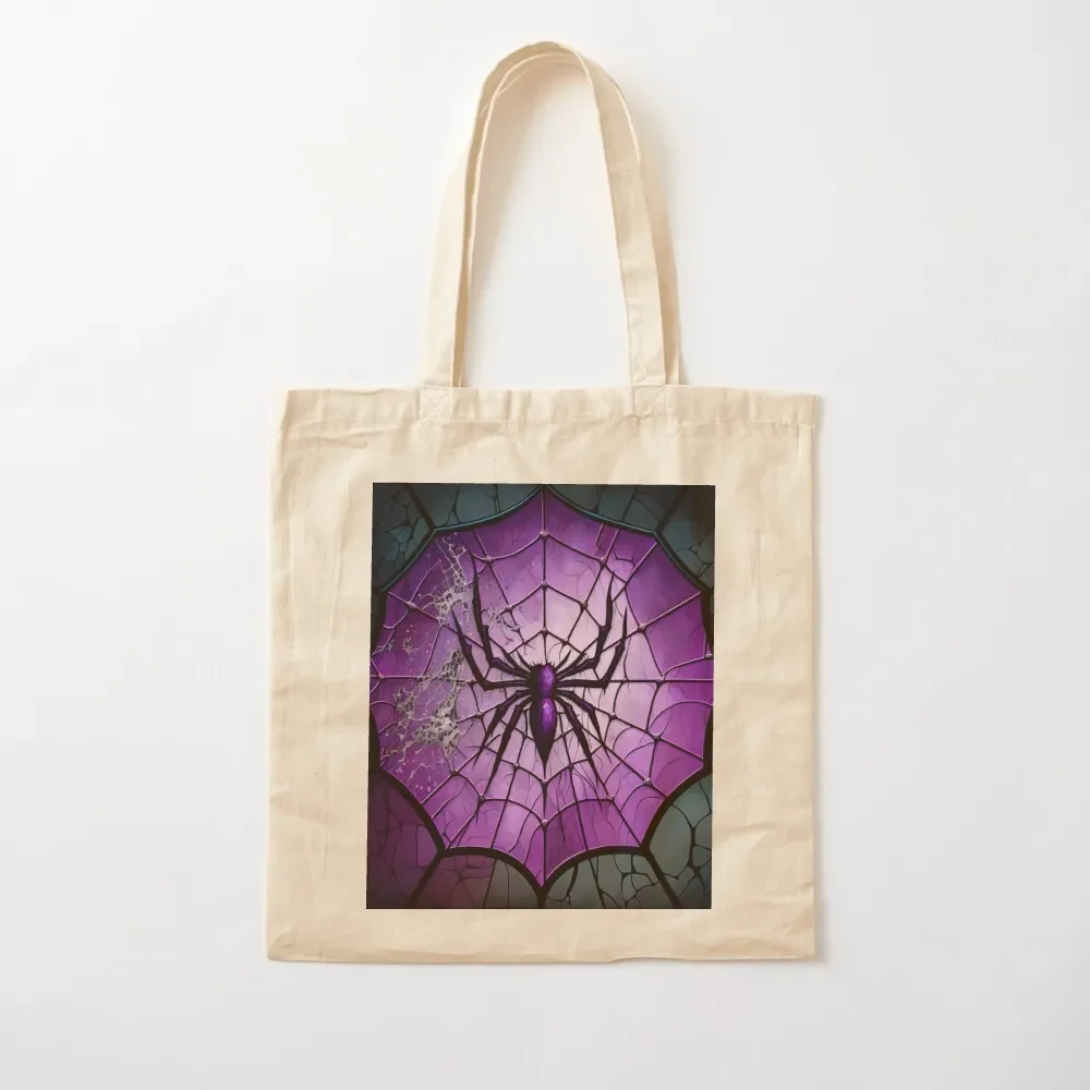 

Stained Glass Spider Tote Bag Big bag custom tote bag foldable reusable Women's beach bags