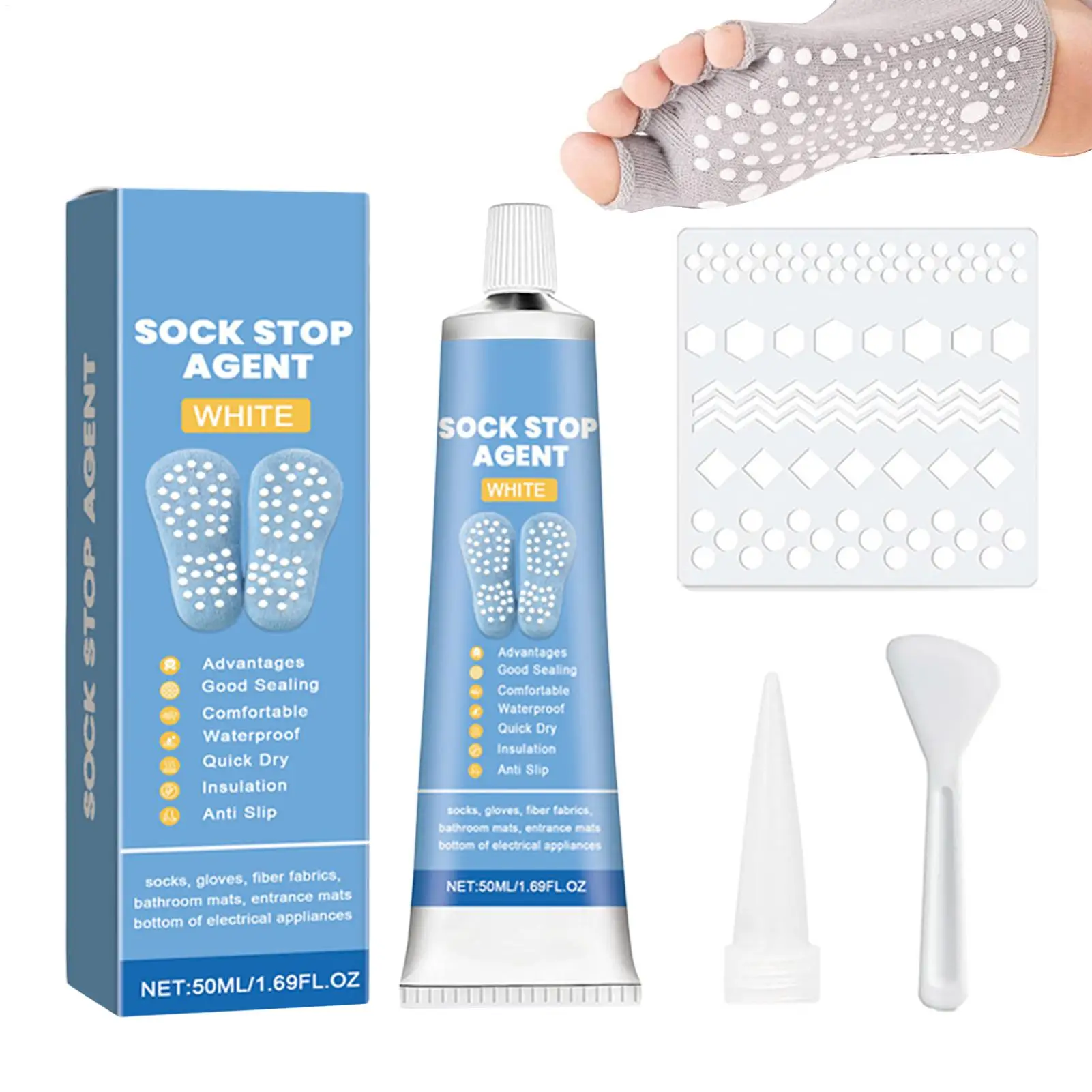 Socken-Antirutsch-Set Socken-Stopp Anti-Rutsch 3D-Gewebe Textil-Flüssigfarbe 50ml Anti-Rutsch-Sockenstopp für Wollsocken
