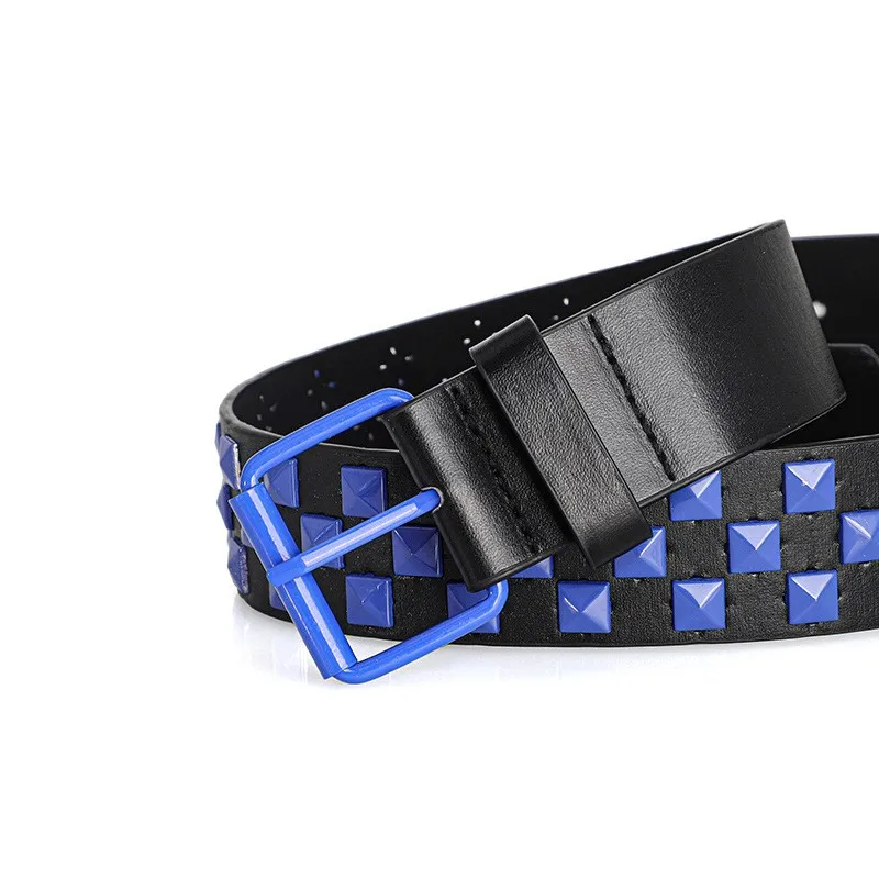 Bunter Nietengürtel für Damen, Unisex-Gürtel im Y2K-Stil, Heavy-Metal-Gürtel, europäischer und amerikanischer Punk-Rock-Jeansgürtel – Detail 14