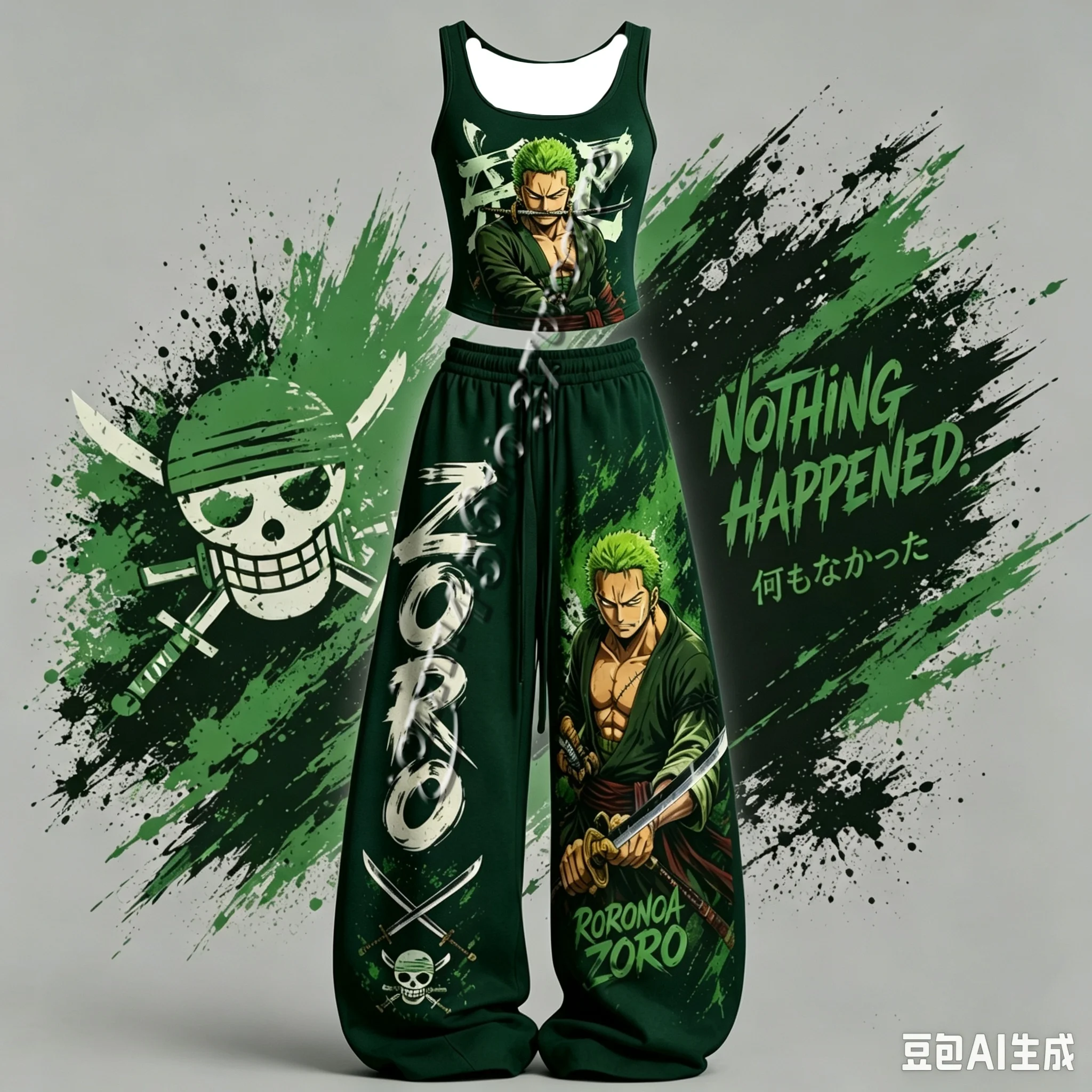 26/27One Piece Hancock Luffy Zoro Sanji Series Anime Character Tank Top Wide Leg Pants Set, Street Unisex  Outfit FamilyMatching