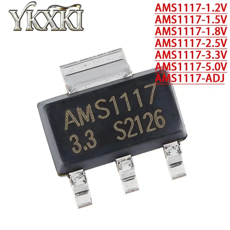 50PCS SOT-223 AMS1117-1.2V AMS1117-1.5V AMS1117-1.8V AMS1117-2.5V AMS1117-3.3V AMS1117-5.0V AMS1117-ADJ NEW