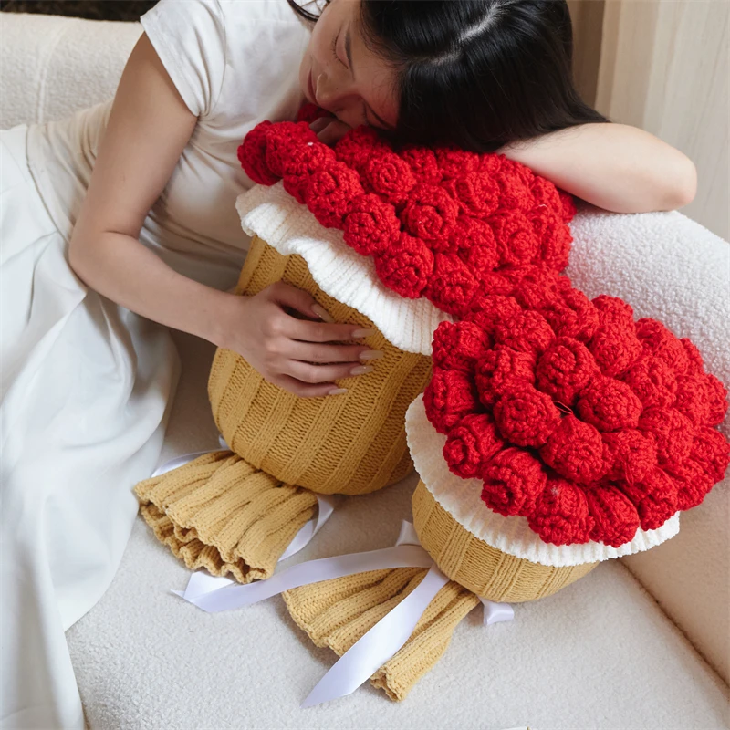

【CHIMU HOME】Artistic Multicolor Flower Bouquet Knitted Pillow Polyester Cushion Sofa Home Decor Nice Gift