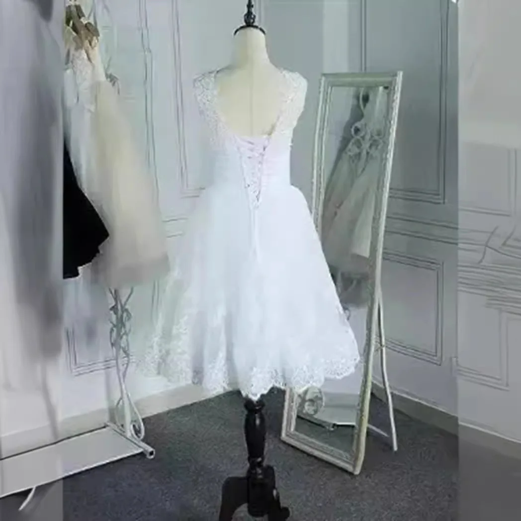 Vestidos de casamento clássicos sem mangas femininos, vestido curto, plus size, novo ruiente, 2020