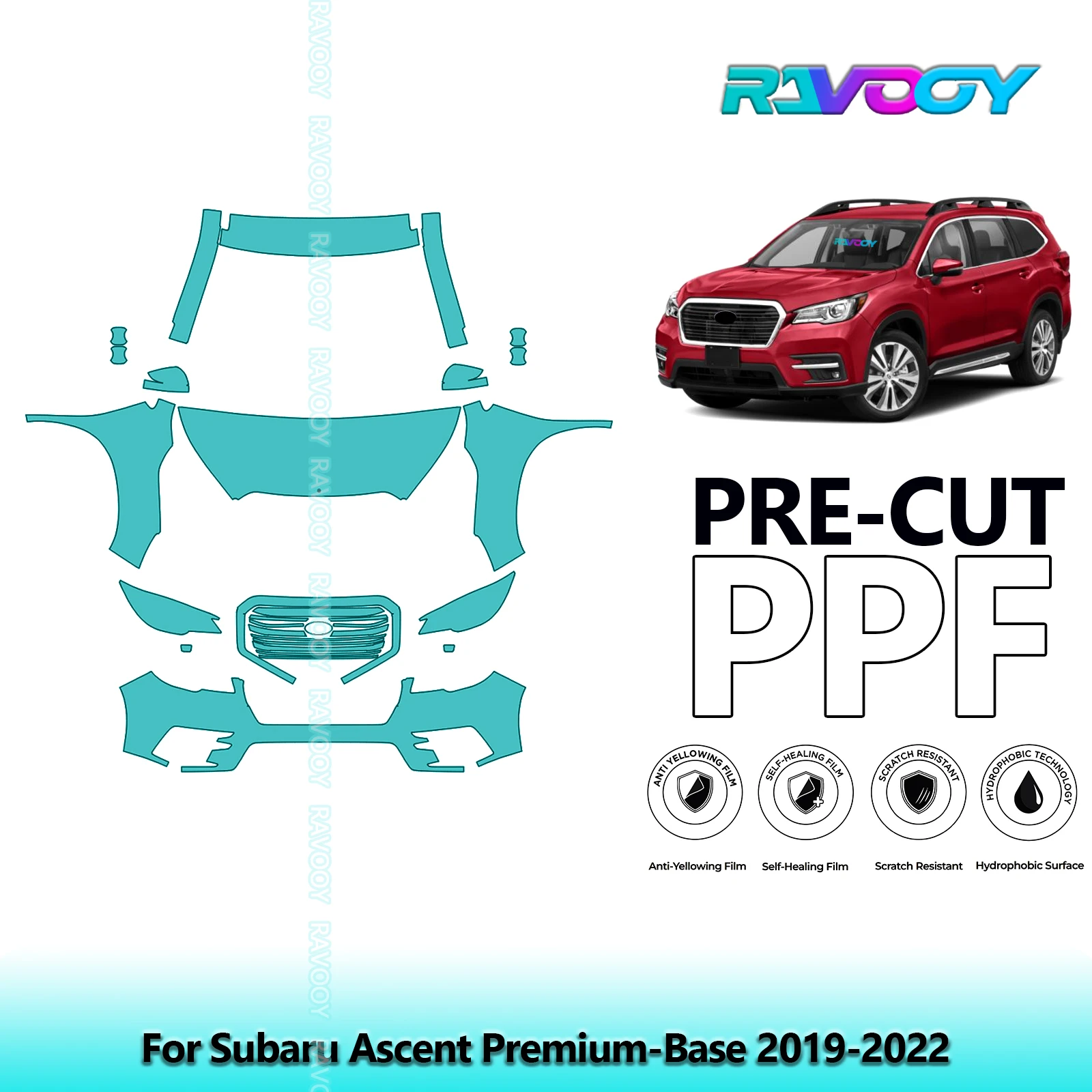 For Subaru Ascent Premium-Base 2019-2022 Partial Front 8.5Mil Pre-Cut Paint Protection Film PPF Stone Chip Kit Clear/Matte/Black
