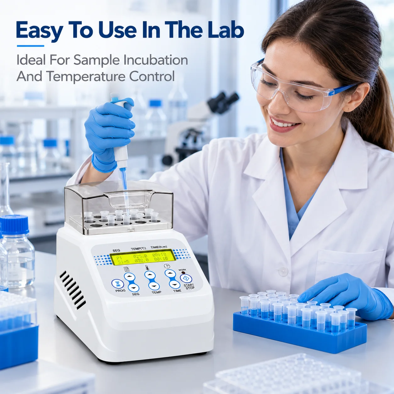AOLIVIYA Dry Bath Incubator Digital Dry Block Heater Heating Cooling PCR Laboratory Thermostat Timer Benchtop Milk Incubator