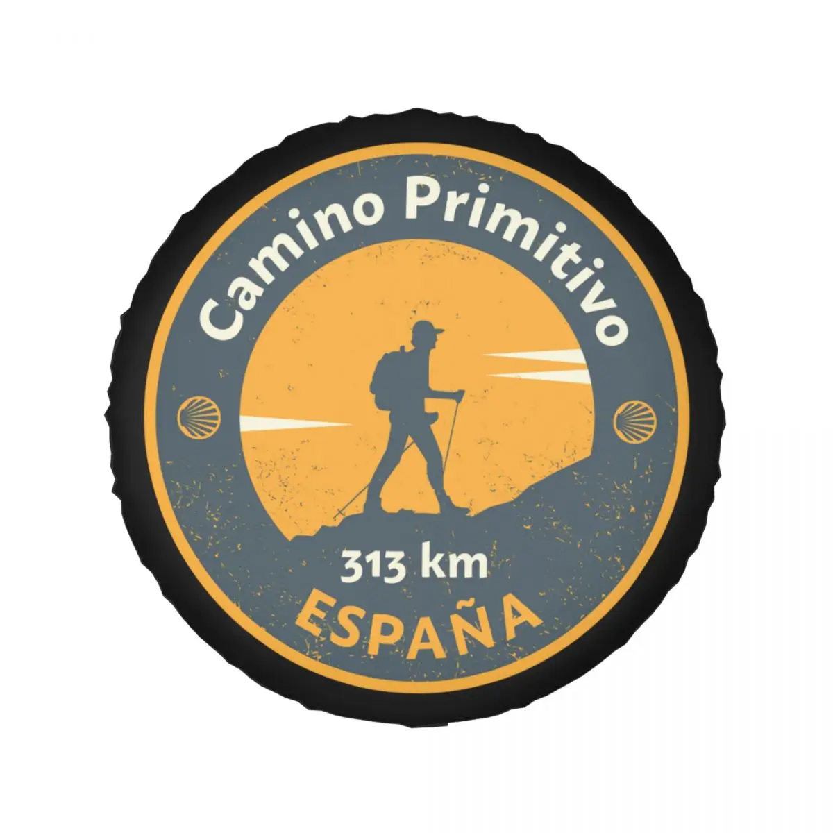 Camino De Santiago Scallop Shell Spare Tire Cover for Pajero Spain Primitivo 4WD SUV Car Wheel Protector 14