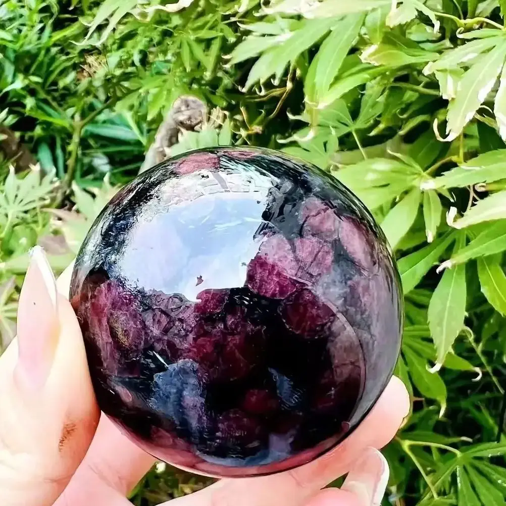 Beautiful Garnet Starlight Stone Ball Meditation Healing Crystal Ball Home Decoration Gift