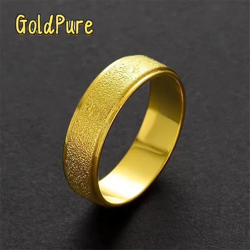 

Goldpure Luxury 24K 9999 Pure Gold real gold Men's and Women's Frosted Closed Ring