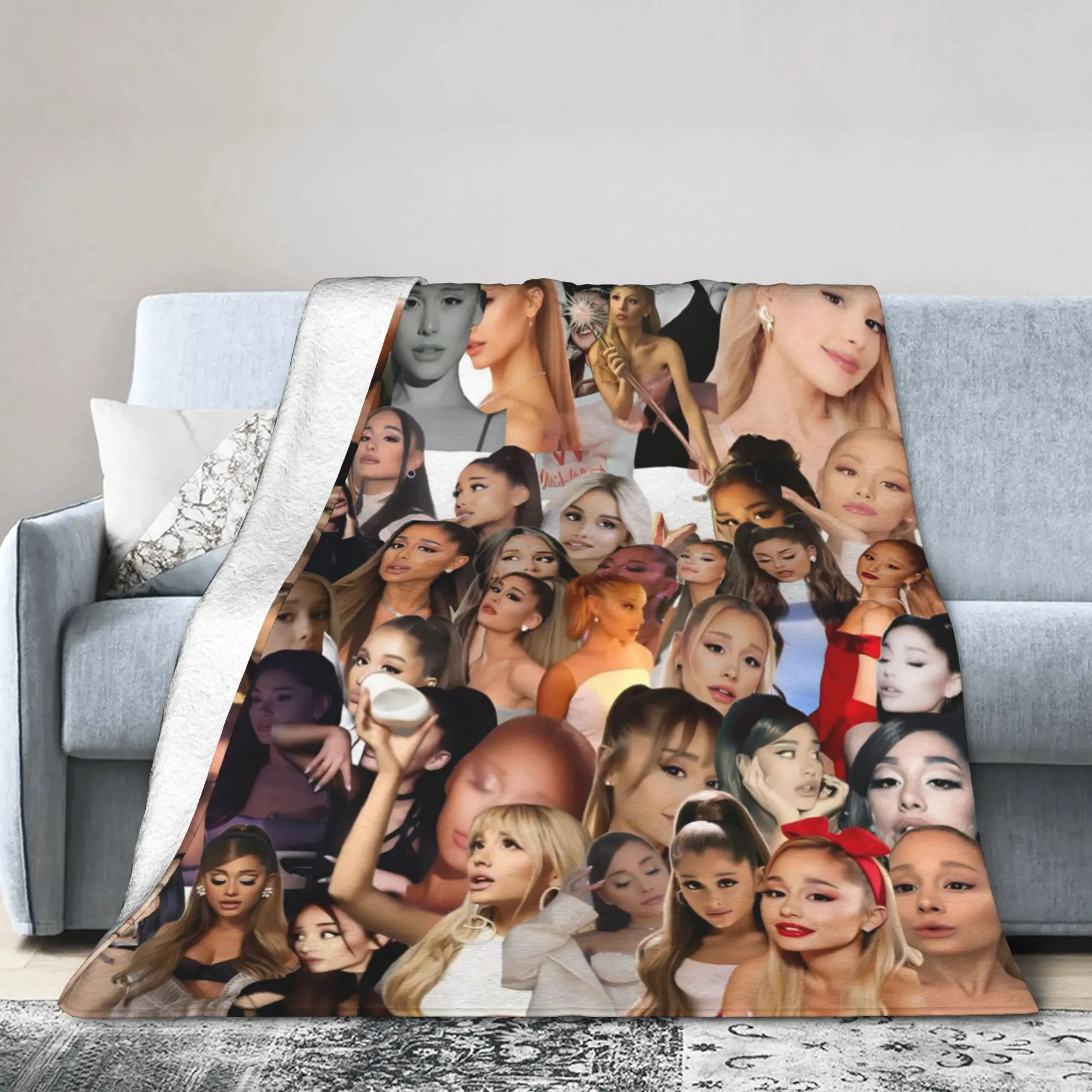 Arianas Pop Singer Grandes Funny Blankets Flannel Sunshine Super Soft Throw Blankets for Bedspreads Outdoor Portable
