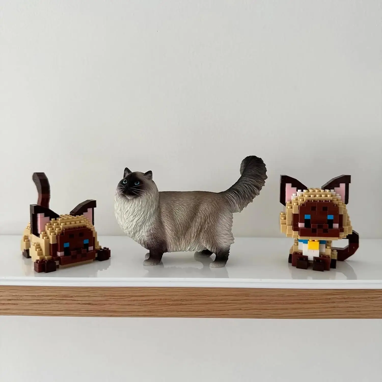 教育用ミニ猫ビルディングブロック 子供用 大人用 ギフト おもちゃ 395個 (シャム猫)