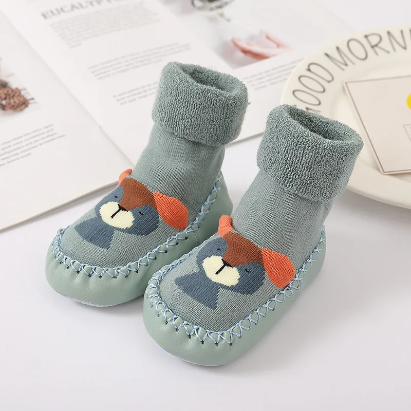 Peuter Sokken Met Rubberen Zolen Voor Peuters Kids Sokken Baby Warm Terry Dikker Slippers Baby Meisje Winter Jongens Sok Schoenen