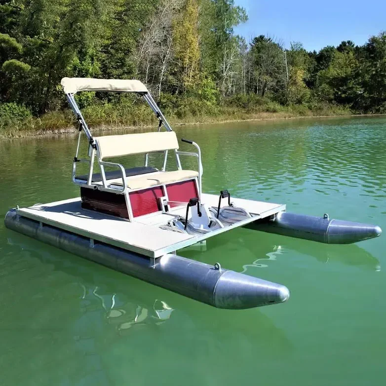 2-Person Mini Best Paddle Boat for Fishing on River Water Aluminum Hull PVC Material for Lake Drifting Outdoors