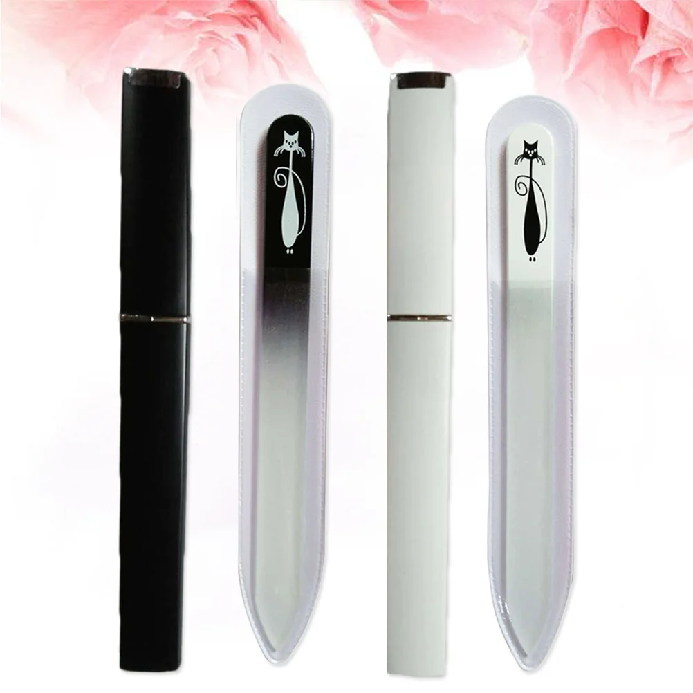 

2Pcs Double Sided Glass Nail Files Eco Friendly Reusable for Nail Shaping Surface Sanding Polish Removal Salon Home Use Buffer