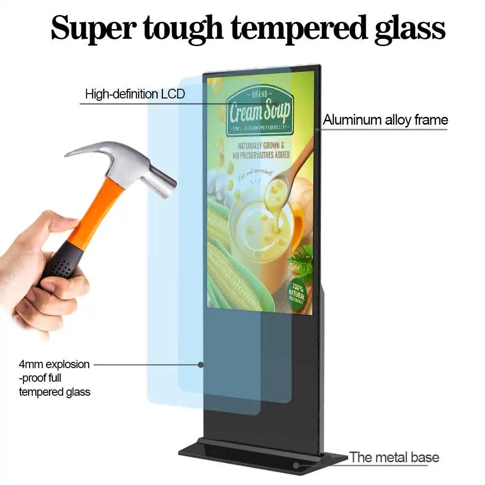 32 43 55 65 75 86 Inch Android Lcd Digital Signage Large Size Interactive Touch Screen Indoor Totem Ad Media Player