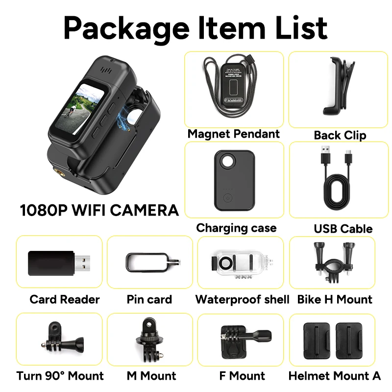 

Спортивная камера 4k Wi-Fi Портативная Vlog 1080P Маленький HD 1,47 "сенсорный экран Шлем Велосипед Мотоцикл Велосипед Открытый видеорегистратор