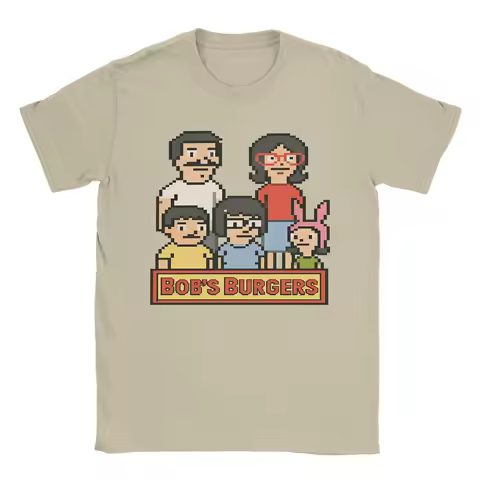 Bobs Burgers 8-Bit Pixel Art T Shirts Men Women's 100% Cotton Novelty T-Shirts O Neck Tee Shirt Short Sleeve Clothes Gift Idea