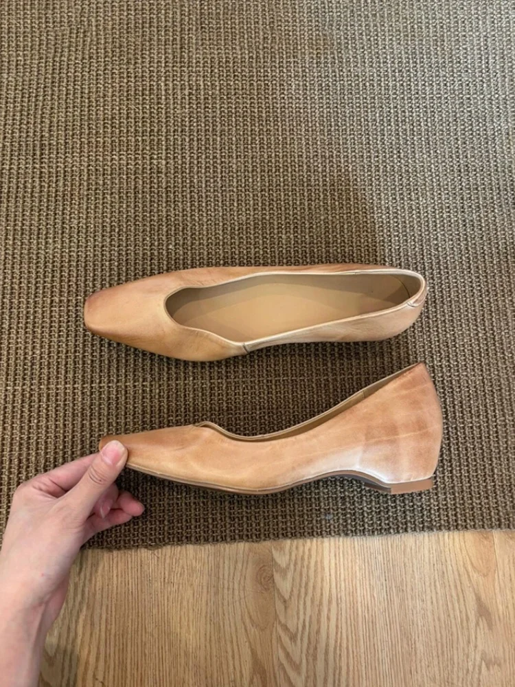 

Summer Wedge Square Toe Women's Shoes Casual Mid Heel Height Increasing Soft Leather Footwear Commuting Party Dress Pumps