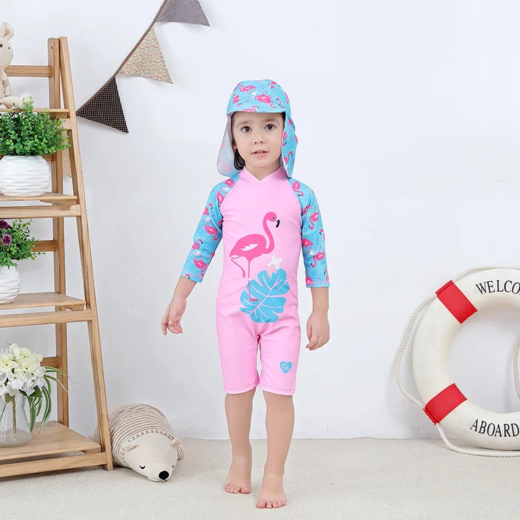 Bañador con estampado de dibujos animados para niños pequeños, traje de baño de una pieza con estampado de tiburón y pingüino