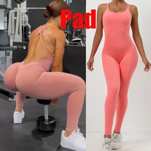 Imagen 2 del producto Nueva almohadilla, ropa activa, conjunto de Yoga para gimnasio, mallas deportivas para mujer, entrenamiento para mujer, traje deportivo femenino, trajes, mono de ejercicio