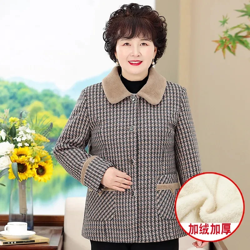 

Autumn Winter Ladies Fashion Jacket Middle Aged Mother Long Sleeves Faux Mink Fur Coat Korean Femme Large Size 5XL Patchwork Top
