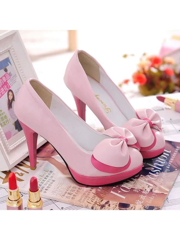 

Spring/autumn Women's Single Shoes New Korean Fashion Style Princess Shoes Butterfly Knot Thin Heels College Girls High Heels