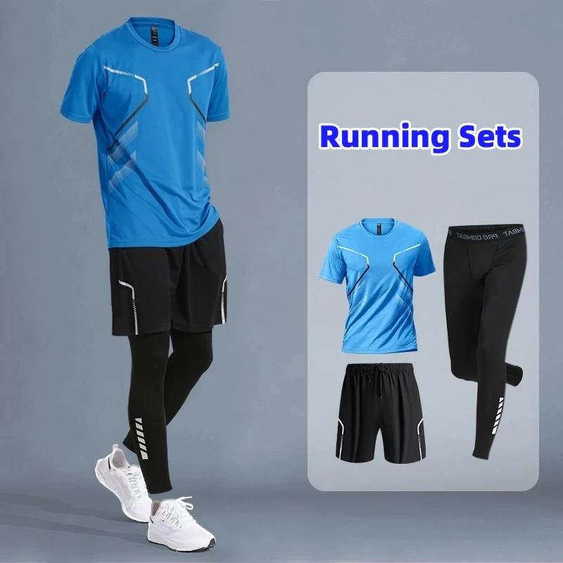 Men's Running Sets Quick Dry Breathable Trendy Quality Gym Youth Clothes Sports Basketball Trainning 4 Season Tops Shorts Suits