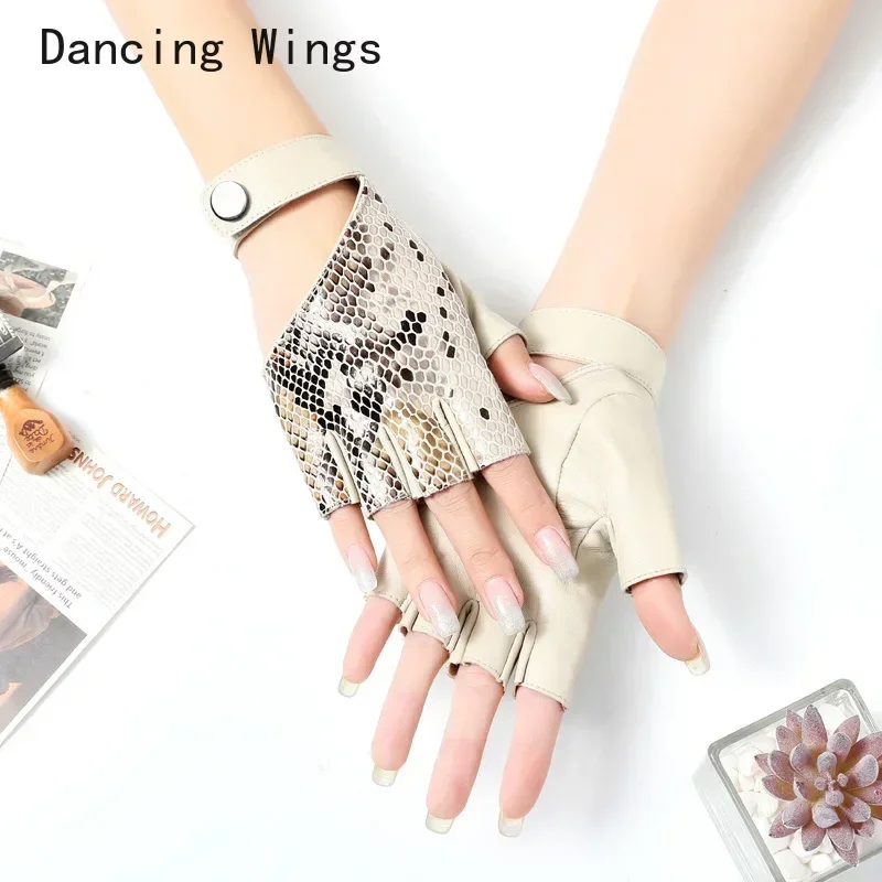 Women Fitness Sports Dance Motorcycle Gloves Punk Leather Half Finger Gloves forFashion Ladies Fingerless Driving Racing