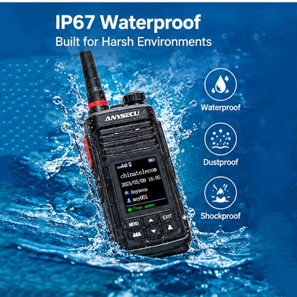 Sale Anysecu 4G LTE Network POC Walkie Talkie with Realptt GPS IP67 Waterproof Type-C Two Way Radio
