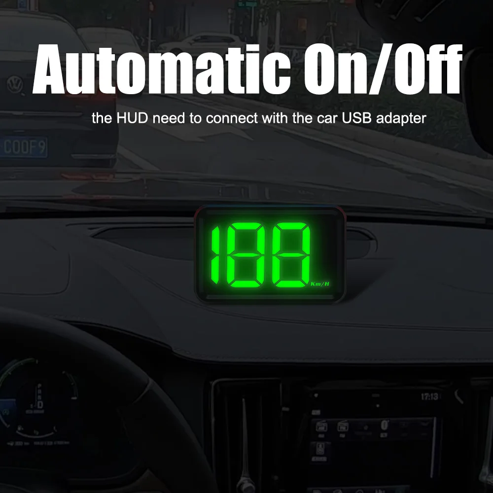 GPS HUD Speedometer KMH MPH Meter X1 HUD Big Font Digital White Green Light Display Car Head Up Display USB Plug