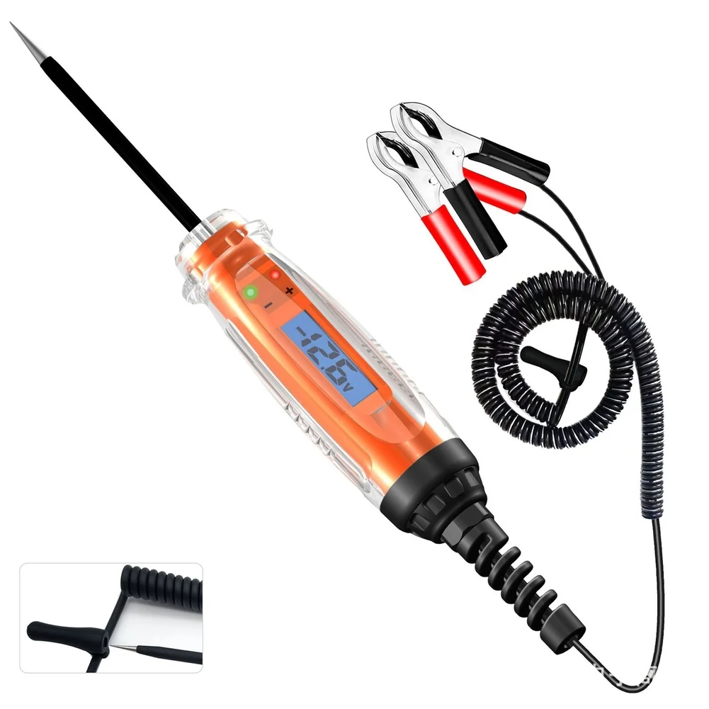 Car Electrical Circuit Tester Digital LCD 1V-75V Range with Polarity Indication and Backlit Screen for Dark Areas