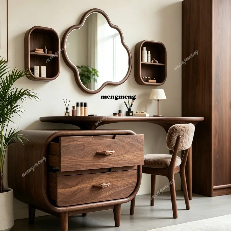 

Modern solid wood dresser with mirror and bucket cabinet integrated makeup table