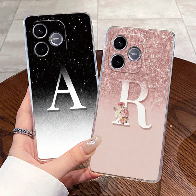 Anti-scratch Phone Case For Honor 600 Lite 5G/Honor 500 Smart 5G Jelly Clear TPU Soft Casing Lucky Letter Couple Shell