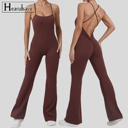 Hearuisavy Back V tute tuta sportiva donna palestra pagliaccetti tuta Yoga tuta Boilersuit Scrunch allenamento tuta intera donna