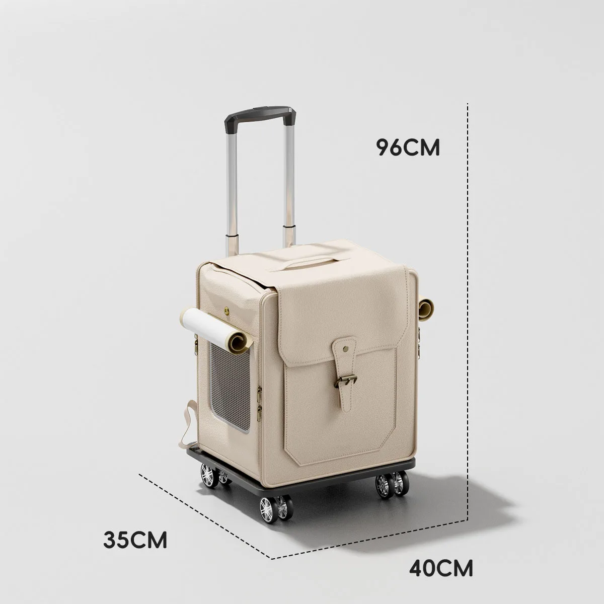 Custom Foldable Breathable Indoor Outdoor Soft Lined Metal Frame Travel Crate Bag Stroller Outdoor Large Wheels Pet Dog Cat Carr