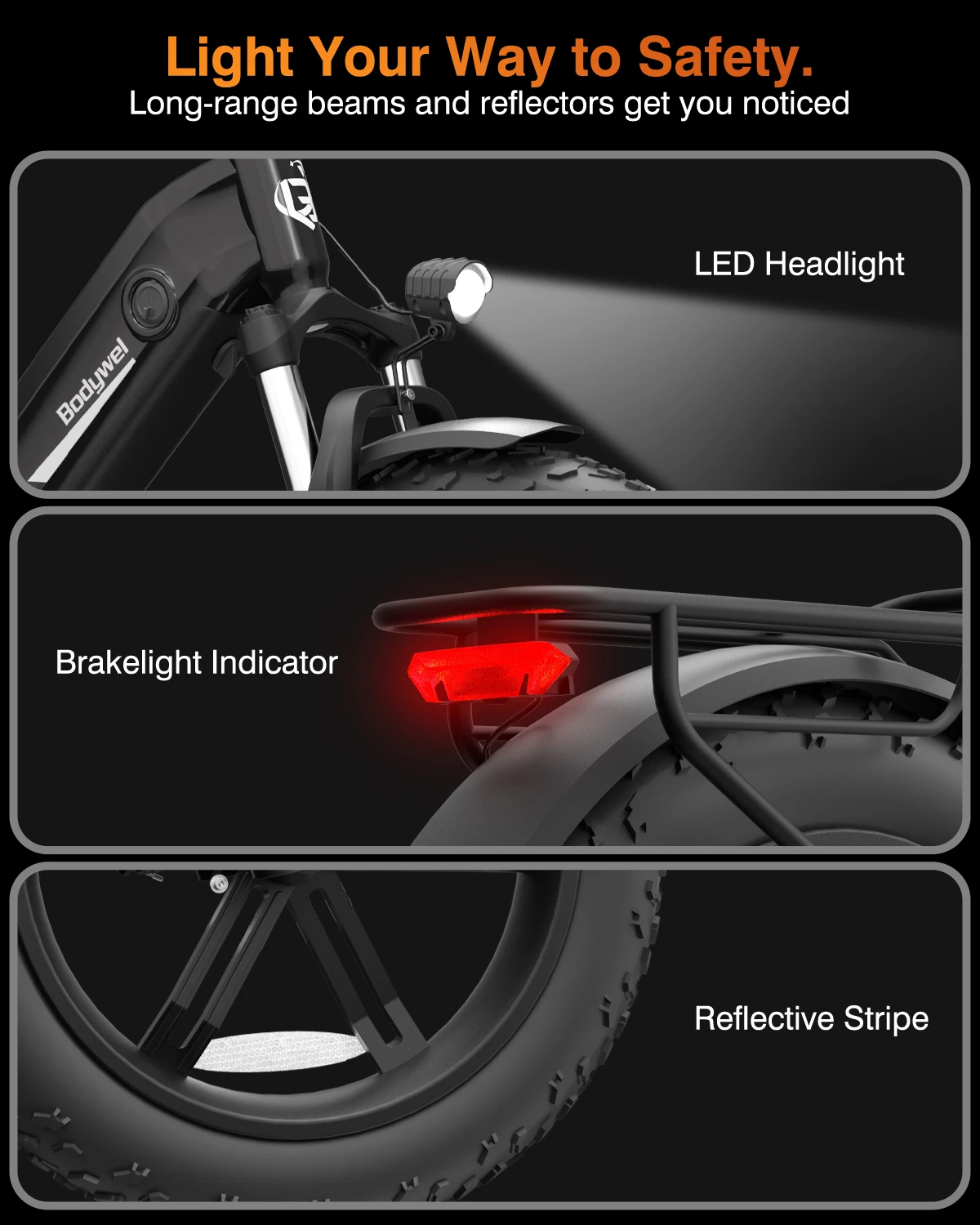 Bodywel F20 Pro Erwachsenen-Elektrofahrrad E-Bike 48V18AH Akku 20 Zoll Reifen Schneemobil E-Bike – Detail 4