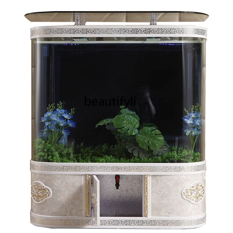 Fish Tank Aquarium European-Style Ecological Glass Large and Medium-Sized Household Wall-Mounted Change Water Lazy Fish Tank