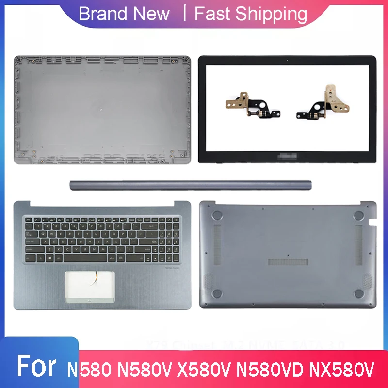 New Bottom Case For Asus N580 N580V X580V N580VD NX580V Laptop LCD Back Cover Front Bezel Hinges Palmrest Upper Hinge Cover Blue