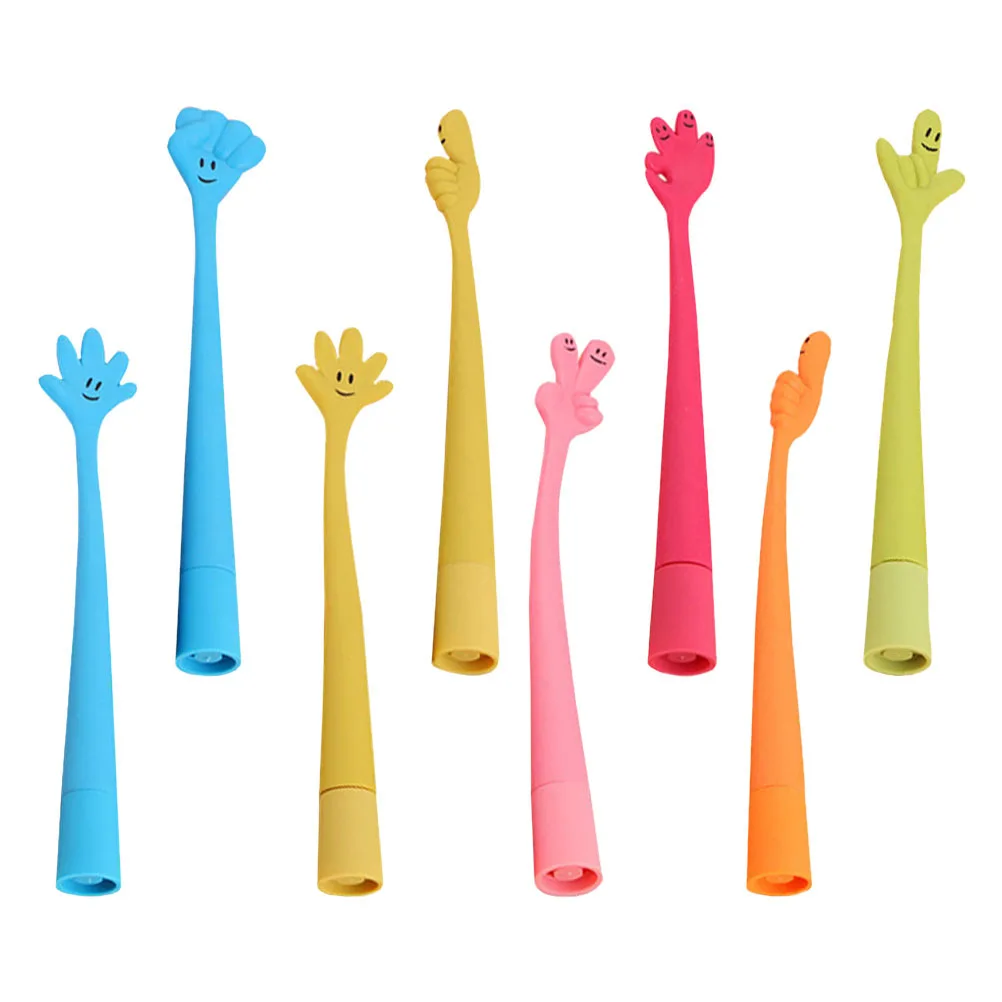 8 pçs engraçado expressão dos desenhos animados esferográfica de silicone para crianças estudantes escrevendo canetas criativo gesto design portátil diversão canetas