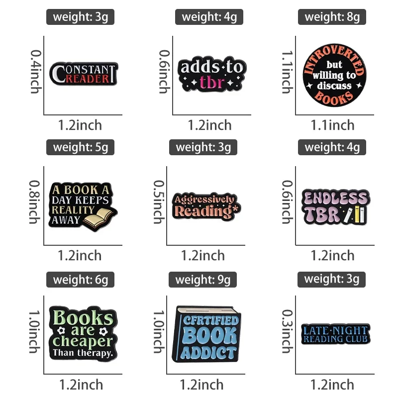 Cfrtified Book Addict Brooch Enamel Pins Constant Reader Aggressively Reading Collection Brooch Lapel Badges Jewelry Accessories