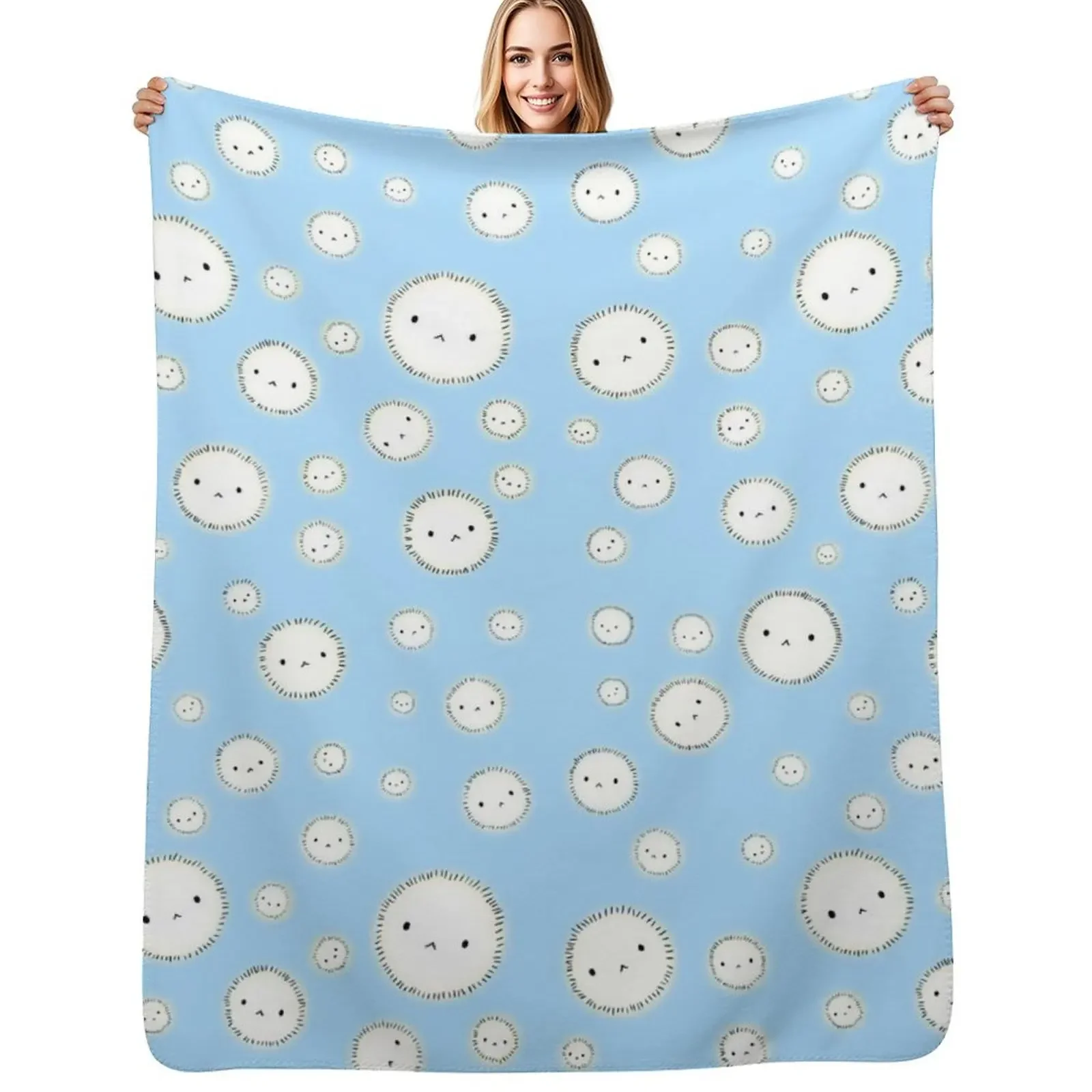 

Noragami Yukine Puffball Pattern Throw Blanket Quilt Retros Shaggy Luxury Blanket