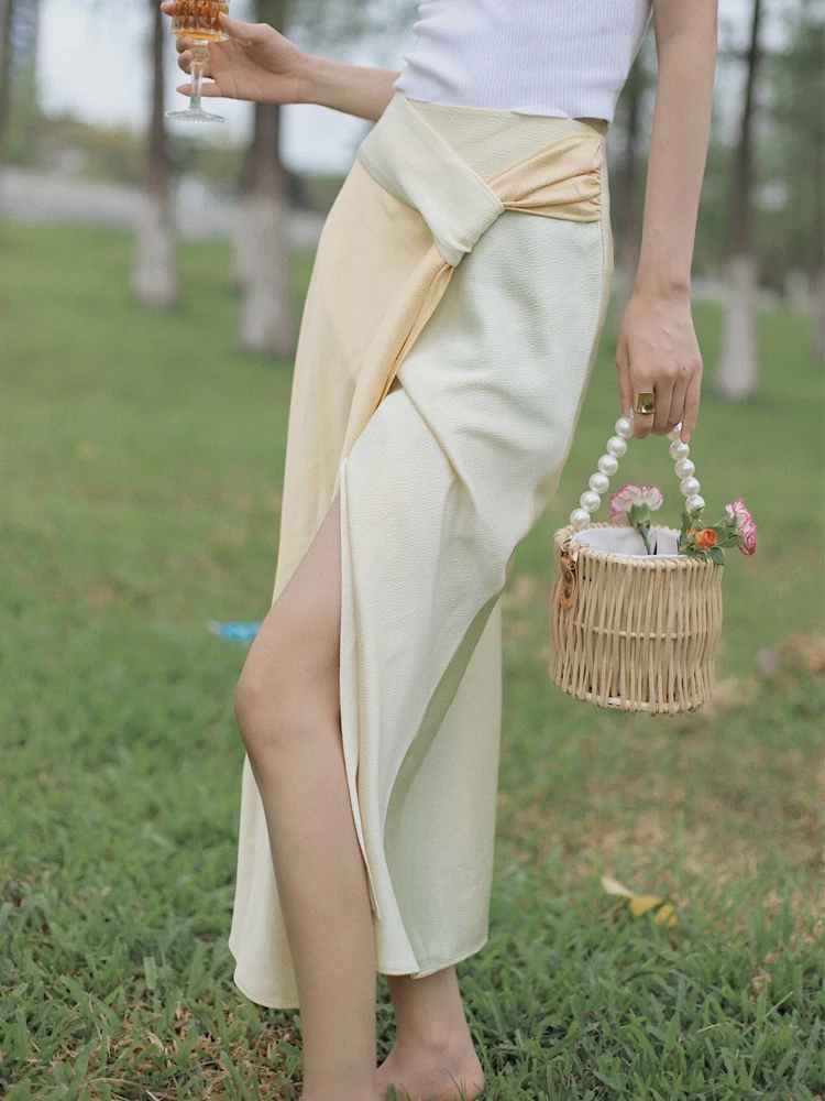 Falda Midi de Cintura Alta Estilo Retro Australiano de Bela Studio, Color Blo, Corte en A, Favorita de las Blogueras, Tela de Poliéster, Estilo Vintage